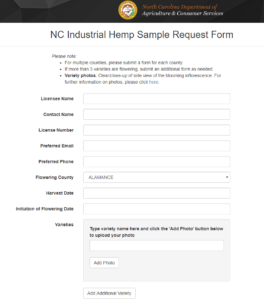 Cover photo for New Online Industrial Hemp Sampling Request Form