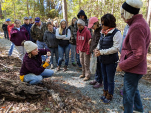 Laura Stewart helps identify mushrooms on the walk.