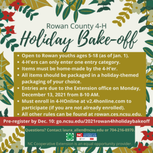 Cover photo for Rowan County 4-H Holiday Bake-Off