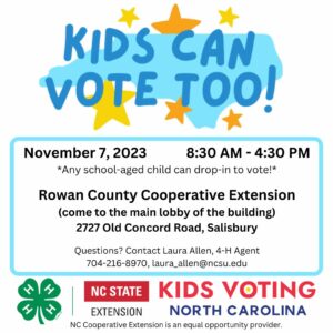 Cover photo for NC 4-H Kids Voting Opportunity Offered With Rowan County 4-H!