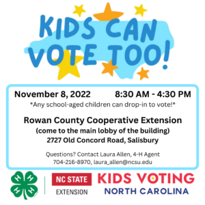 Cover photo for Kids Voting NC Opportunity Offered With Rowan County 4-H!